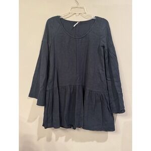 Free People Shirt Top Tunic Women's Black Peasant Bell Sleeve Lined  XS Oversize
